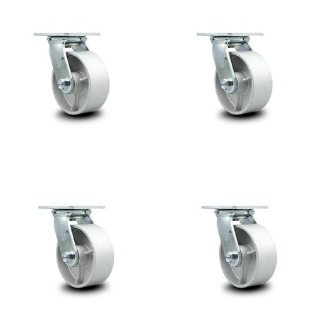 Service Caster 5 Inch Semi Steel Swivel Caster Set with Roller Bearing and Swivel Lock SCC SCC-30CS520-SSR-BSL-4